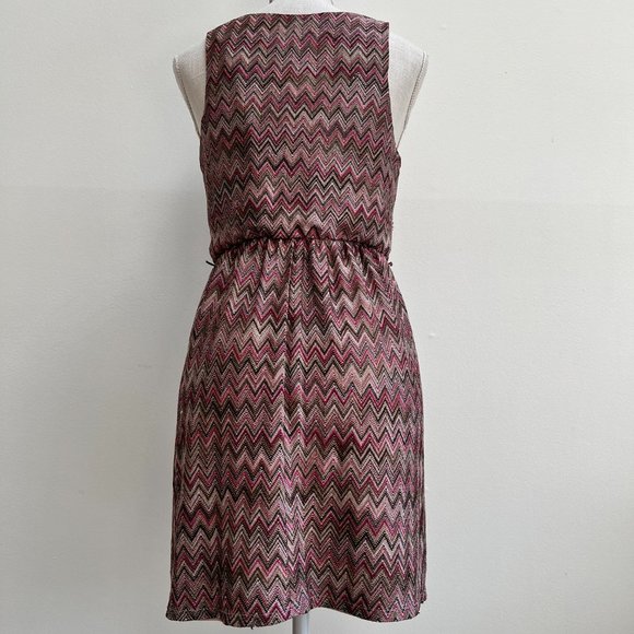As U Wish Rose Pink Chevron Zig Zag Print Sheath Dress - Picture 10 of 14
